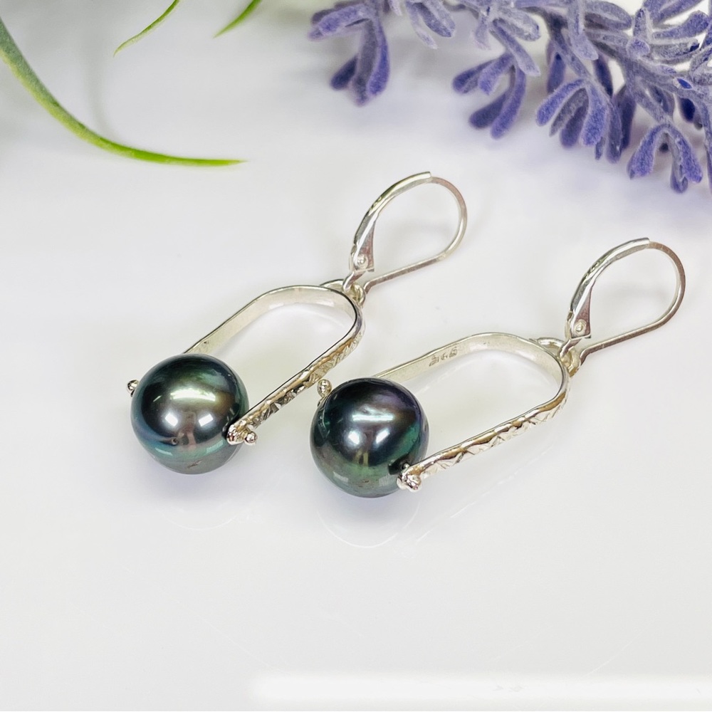 Sterling Silver Peacock Pearl Earrings